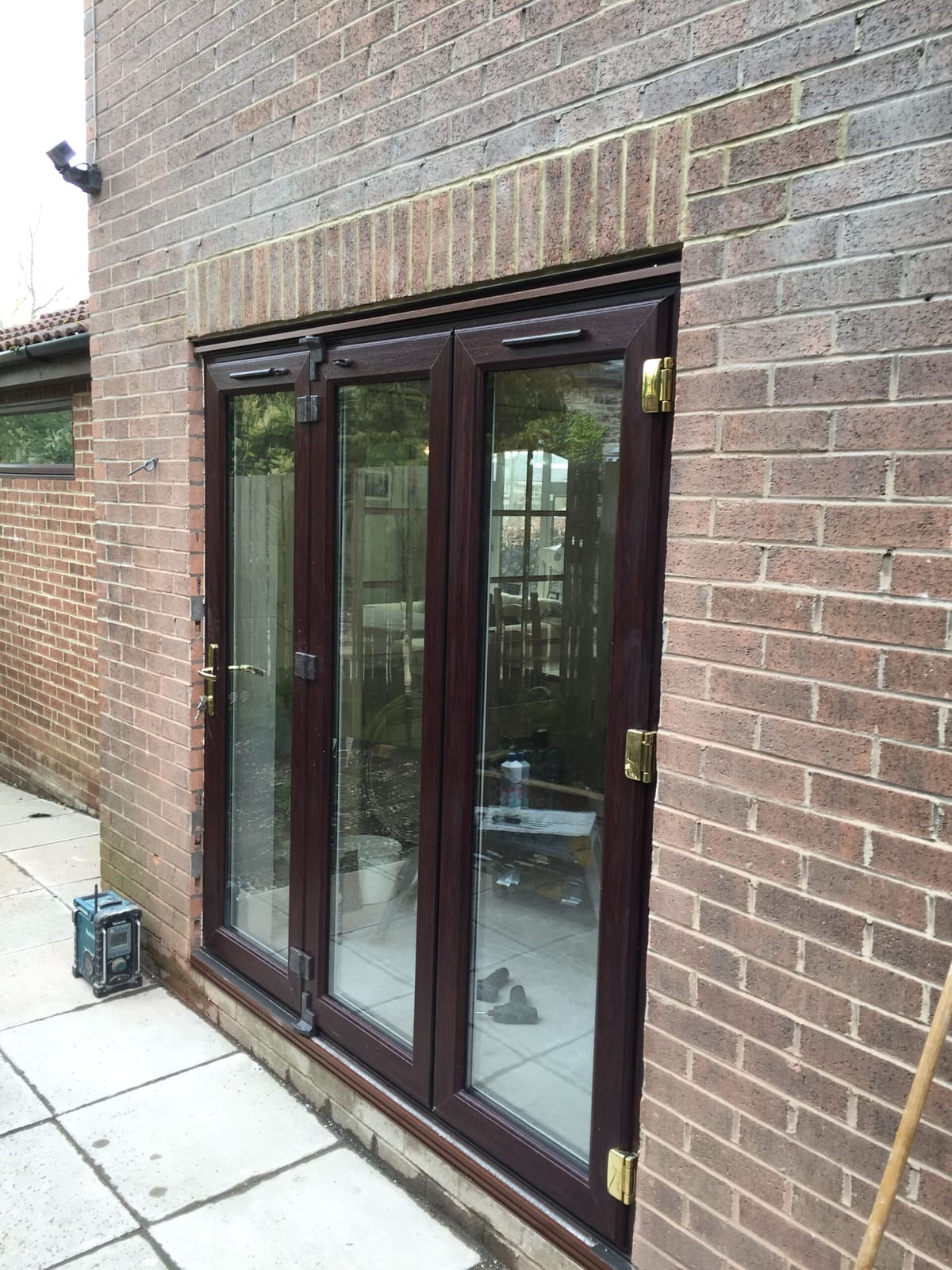 Rosewood patio doors, Newcastle Rosewood uPVC glazed patio doors fitted to a brick house in Newcastle