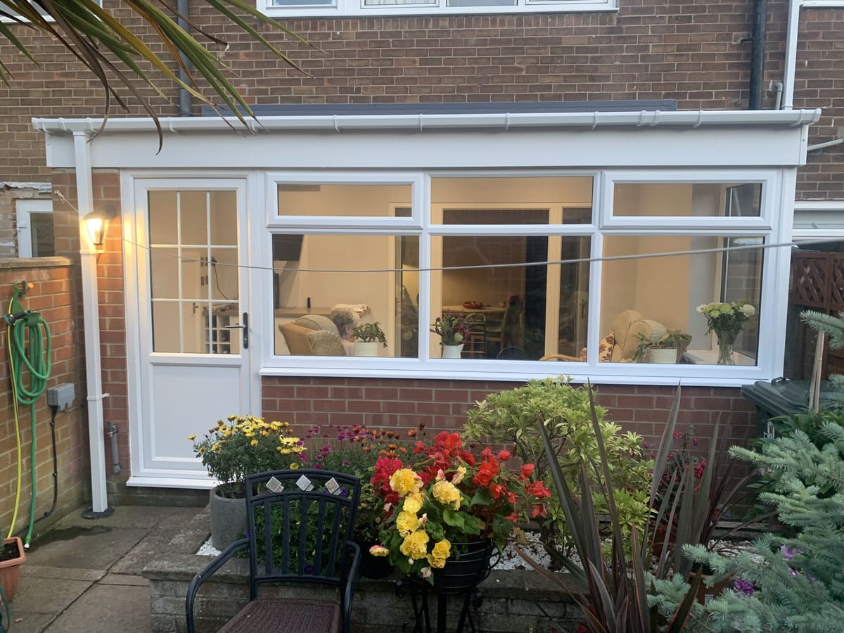 uPVC door installation, Newcastle White uPVC door and windows on a lean-to extension in Newcastle